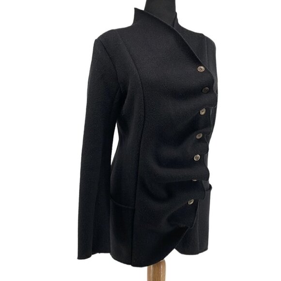 REBECCA King asymmetrical button jack sweater button wool blend minimalist sz S - Picture 2 of 14